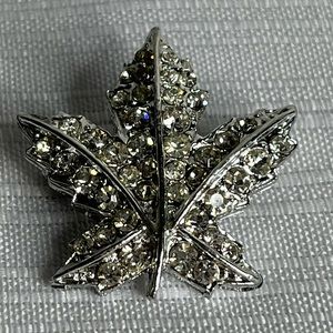 CORO Maple Leaf Rhinestone Brooch
